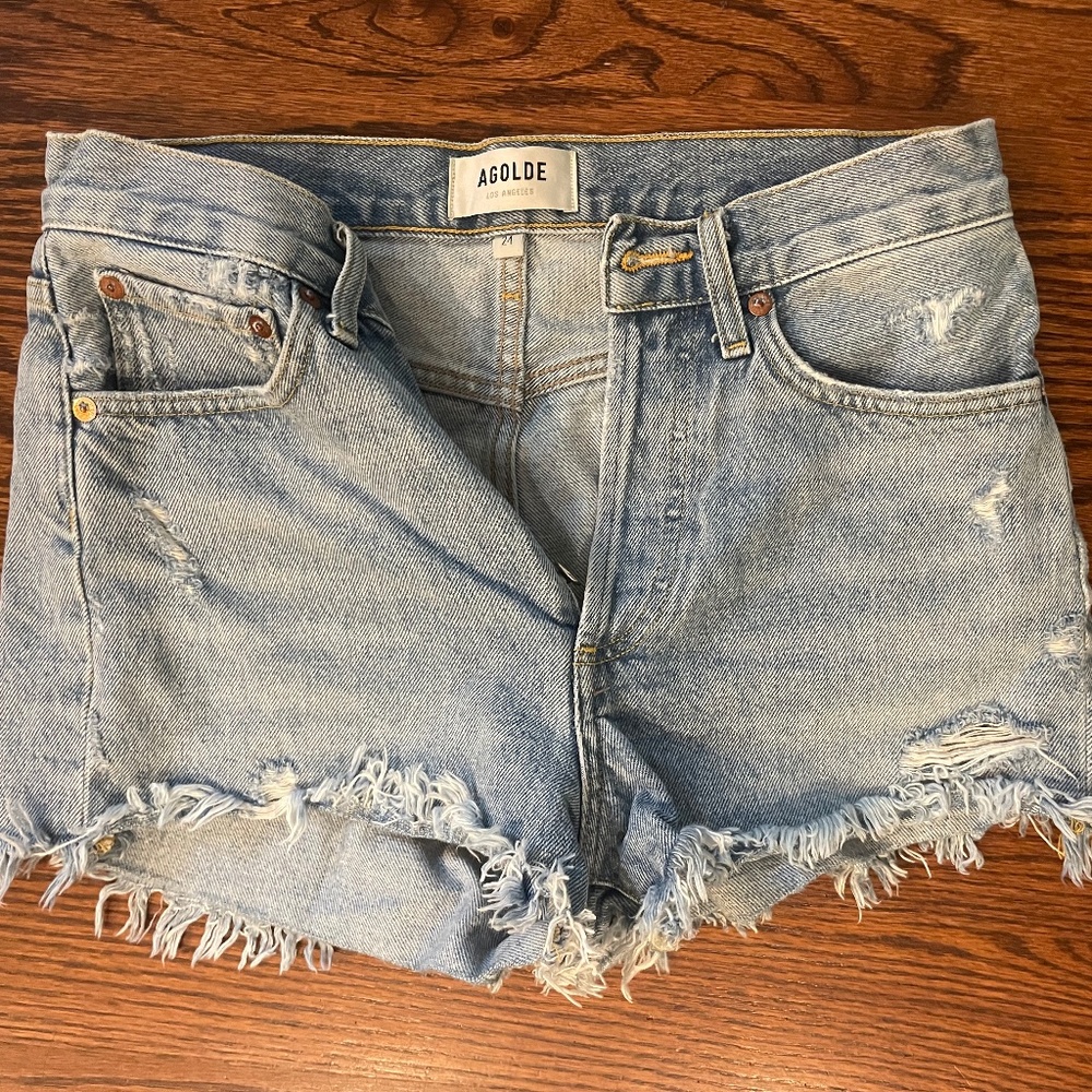 Agolde Parker Vintage Cutoff Blue Jean Shorts